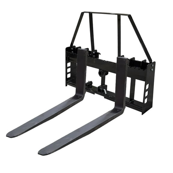 47" Heavy Duty Skid Steer Pallet Fork Frame Quick Attachment with 1Pair 48" Fork Blades | 4,000 lbs | Black Powder Coated Finish | Compatible w/ Hay Spear & Stabilizer Bar