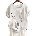 thumbnail image 4 of Qarigey Camisa de manga corta con cuello y botones estampados de de león para mujer Prendas para la parte del cuerpo Blanco 4XL Qarigey AP001990-20, 4 of 5