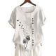 thumbnail image 3 of Qarigey Camisa de manga corta con cuello y botones estampados de de león para mujer Prendas para la parte del cuerpo Blanco XL Qarigey AP001990-17, 3 of 5