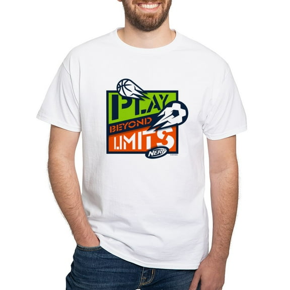 CafePress - Nerf Beyond Limits T Shirt - Men's White Classic Cotton T-Shirts
