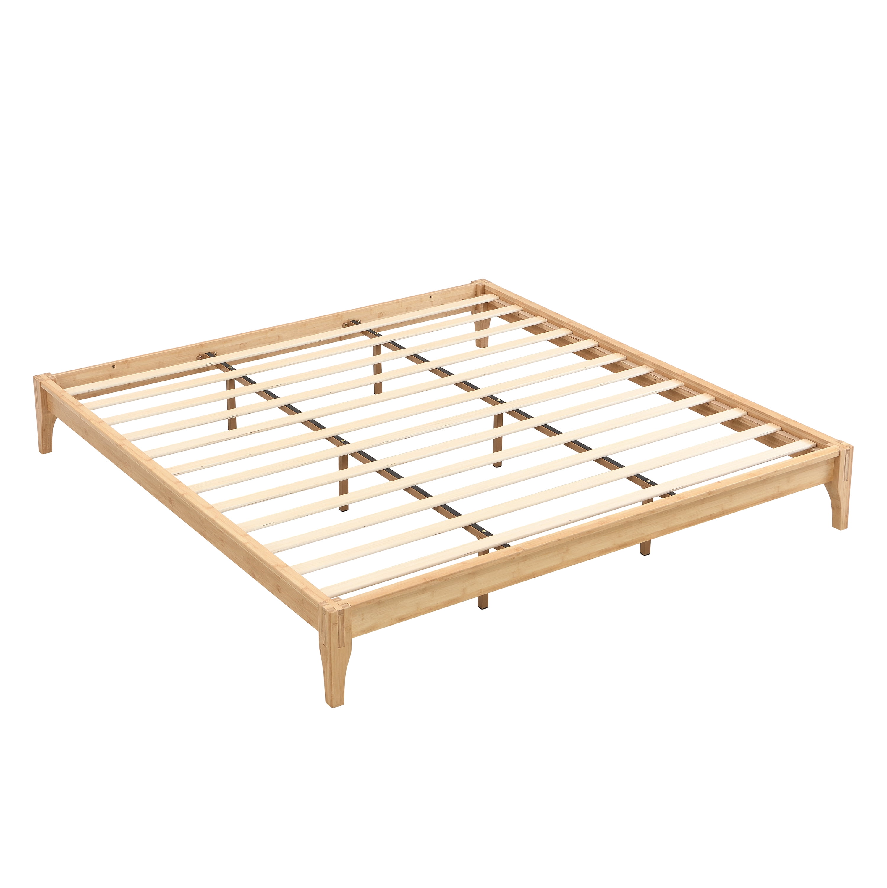 Euroco Dry Bamboo Wood Platform Bed Frame, 12 inch Height King Size Bed, Natural