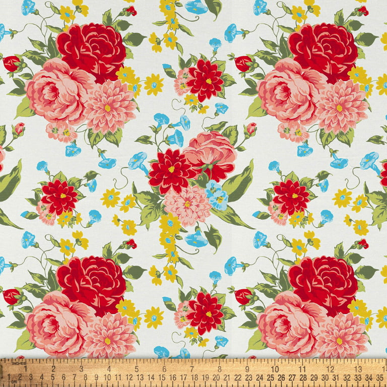 Lovely Vintage Sewing Machine and Roses cotton-mix canvas-style