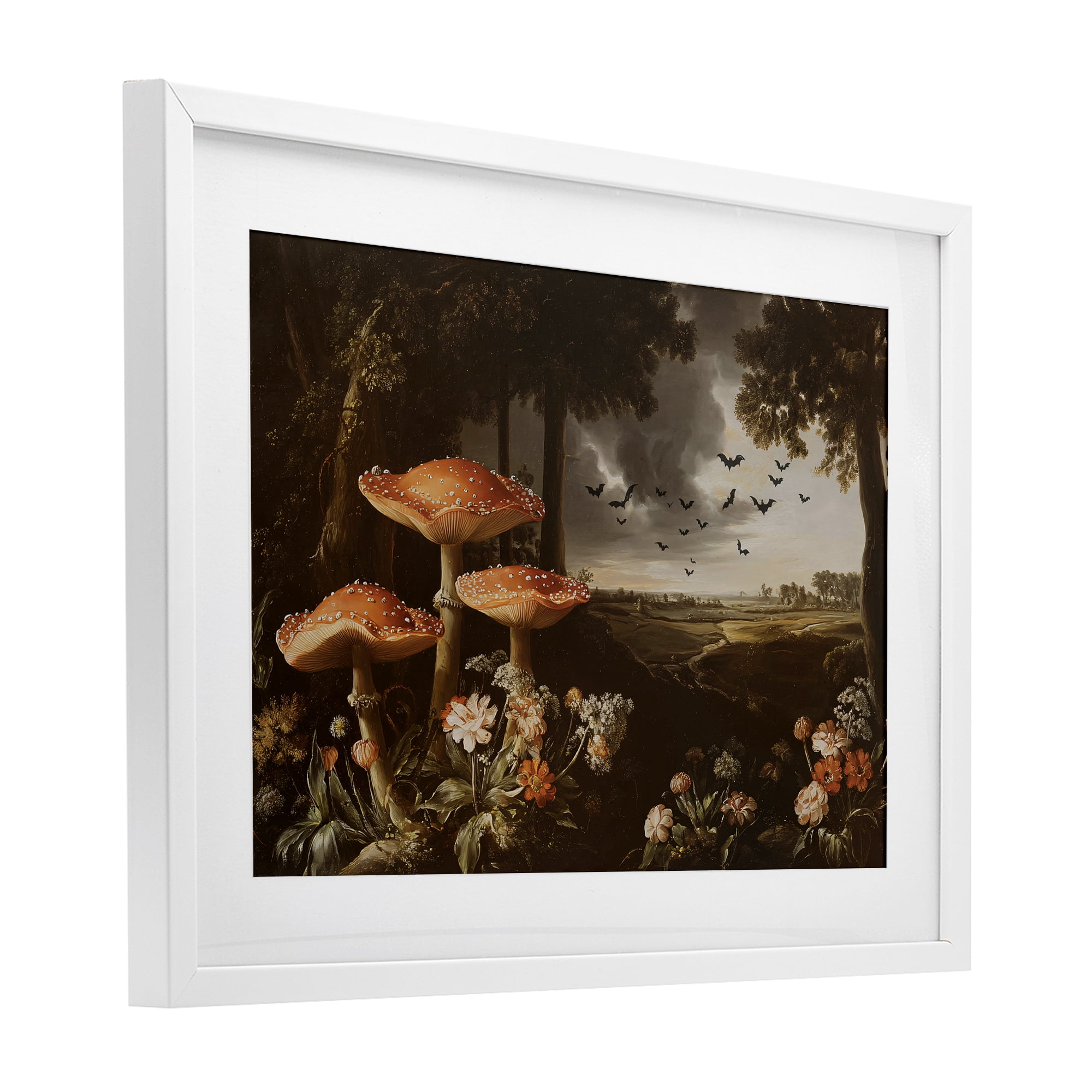 Stupell Industries Bats in Autumn Forest White Framed Print Under Glass, design by Jacky Ngan