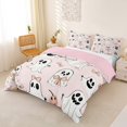 thumbnail image 2 of Homewish Girly Cute Halloween Ghost Bedding,Pink Bow Print Duvet Cover Full,Pink Reversible,3-Piece,1 Duvet Cover and 2 Pillowcases, 2 of 6
