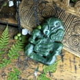 thumbnail image 5 of 81stgeneration Men's Carved Nephrite Jade Abalone Extra Large Hei Tiki Sculpture Pendant Necklace, 5 of 6