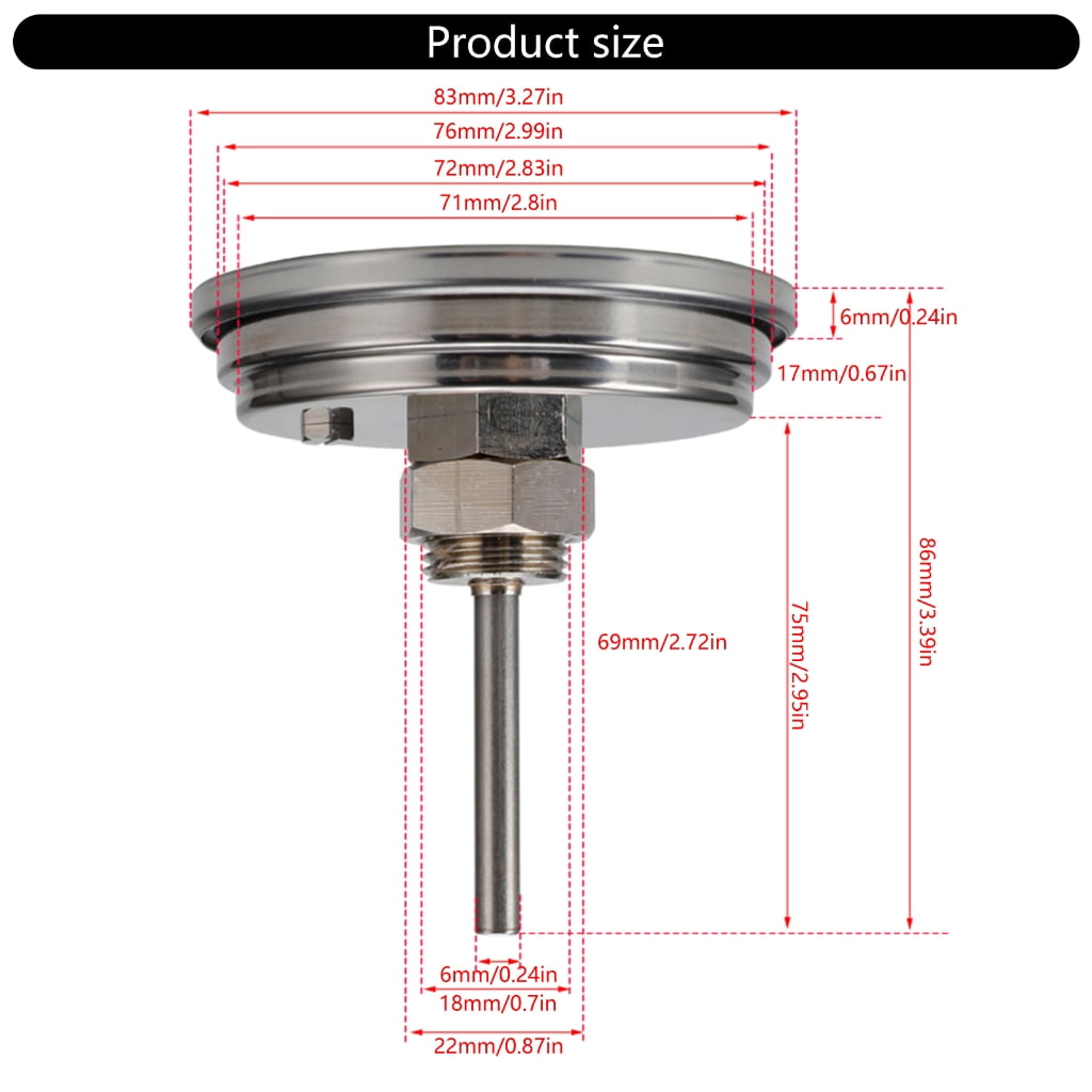 Thermometers 1/2NPT Thread Dials Temperature Meter for Meat Baking Temp Gauge