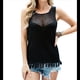thumbnail image 3 of Suéter de Punto de Verano para Mujer, Camiseta Sin Mangas con Cuello Redondo de Crochet, Blusa Informal Sin Mangas con Aberturas Negro L, 3 of 10
