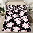 thumbnail image 2 of Manfei Black Pink Axolotl Twin Sheet Sets for Teens, Romantic Love Heart Twin Fitted Sheet, Kawaii Animal Flat Sheet, Breathable Home Decor, 3-Piece, 2 of 7