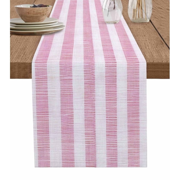 Table Runners 90 Inches Long Dress Scarves, Pink Striped Farmhouse Coffee/Dining/Kitchen Table Runner for Living Room, Farmhouse Vintage Stripes 13x90 Inch