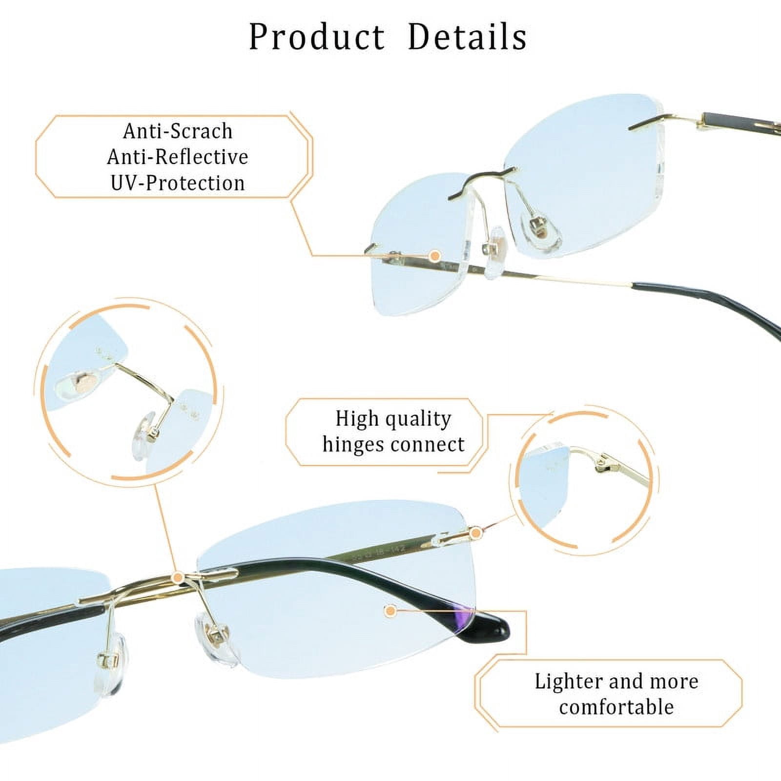 LifeArt Pure Titanium Frame Glasses/Blue Light Blocking Reading Glasses, Reduce Eyestrain, Stylish for Men and Women(Gold,+2.00 Magnification)