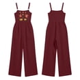 thumbnail image 4 of Floral Overalls for Women Boho Embroidered Wide Leg Cotton Linen Jumpsuits Loose Lightweight Adjustable Strap Cute Overalls, 3XL, 4 of 7
