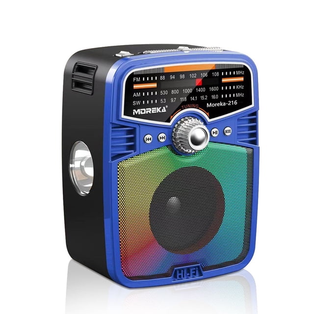 Bocina Radio FM - AM Moreka 216, Bluetooth, TF Card, Lampara, USB