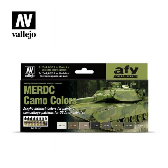 17ml Bottle US Army Vehicles MERDC Camo Colors Model Air Paint Set (8 Colors)