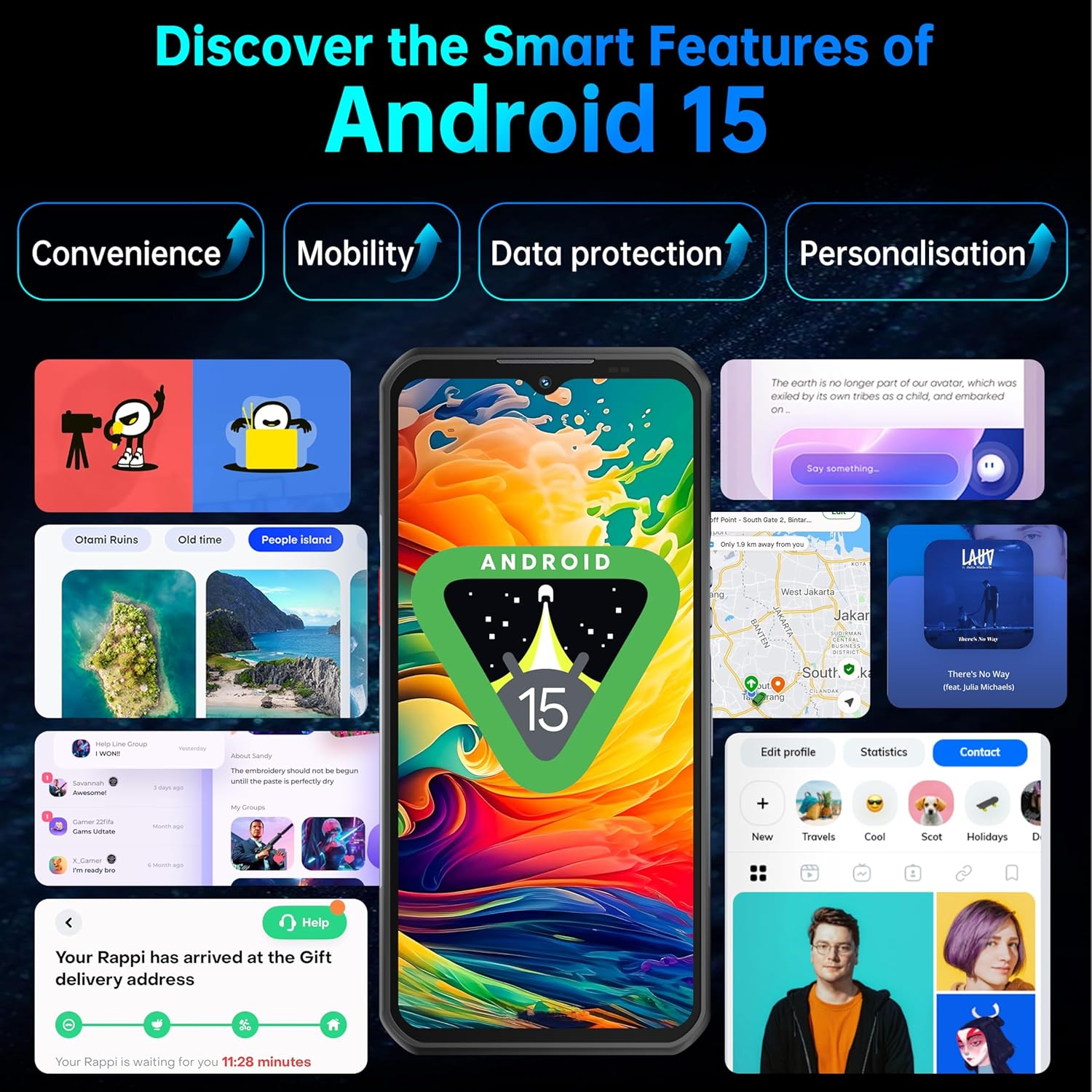 OUKITEL WP55 5G Rugged Smartphone - 36GB+256GB/2TB Android 15 Rugged Phone, 11000mAh Battery,6.6" FHD+ 120hz Dimensity 7025,108MP+32MP IP68/IP69K Waterproof Cell Phone 5G Dual SIM NFC/OTG/T-Mobile