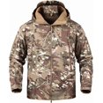 thumbnail image 1 of Chaqueta táctica de camuflaje con capucha para hombre, para otoño e invierno, para exteriores, estilo militar, softshell, forro polar, impermeable, resistente al viento, cálida, para caza y sende, 1 of 5