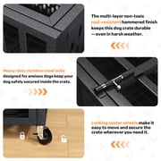 YOKWOK 38 Inch Heavy Duty Dog Crate for Small Dogs, Indestructible Chew-Proof & Escape-Proof Dog Cage for High Anxiety Dogs, Steel Dog Kennel with Locking Wheels & Removable Tray, Black