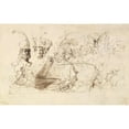 thumbnail image 2 of Wilhelm von Kaulbach 18x13 Black Ornate Wood Framed Double Matted Museum Art Print Titled - Studies of Soldiers and of a Battle in a Wood (19th Century), 2 of 5