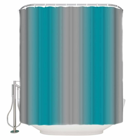 Turquoise Grey Ombre Shower Curtain, 72" x 72", Gradient Color Waterproof Bathroom Curtain Washable Shower Curtain Set with 12 Hooks