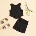 thumbnail image 2 of SUXIAN Toddlers Girls Summer Fashion Casual Clothes Skirts Solid Color Strip Vest Top Outfits Set Comfortable Clothing Set Black 5Y, 2 of 4