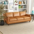 thumbnail image 3 of Allora Genuine Italian Leather Upholstered Sofa in Cognac/Tan, 3 of 7