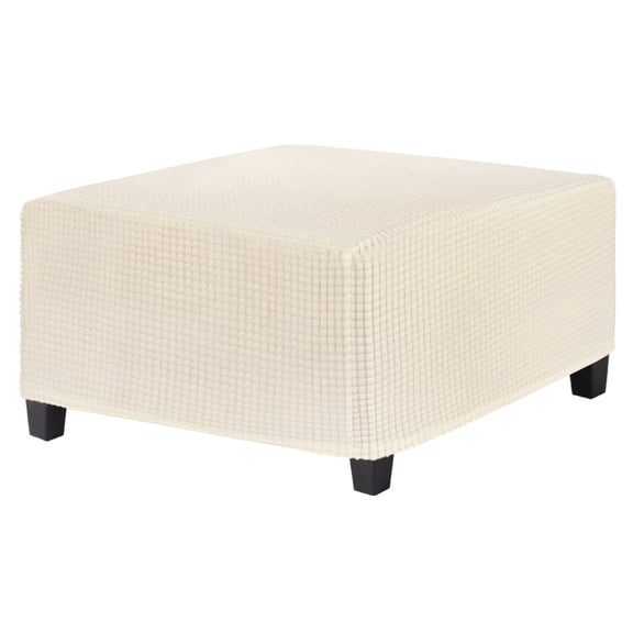 Uxcell 31" x 31" x 15" Stretch Square Ottoman Cover Fabric Ottoman Slipcovers Footstool Protector for Furniture/Living Room/Indoor [Beige]