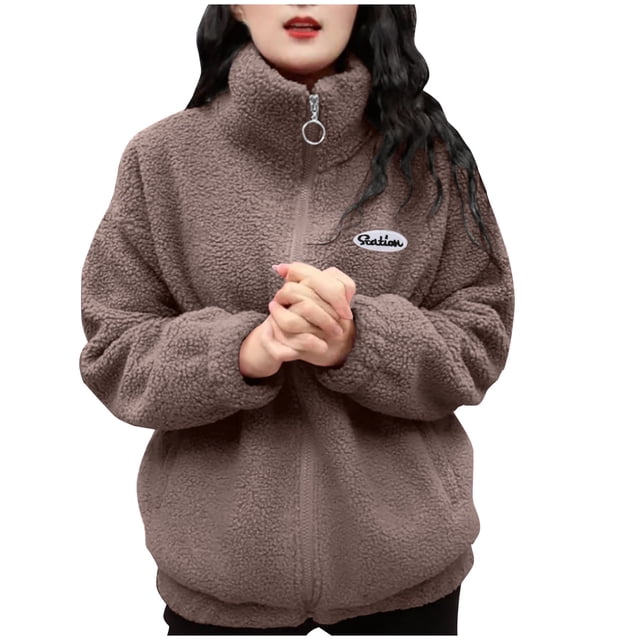 Cameland Winter Coat Long Sleeve Cardigan for Womens Warm Polar Fleece Jackets Plus Size Winter Coats Open Front Overcoats Withe Pockets