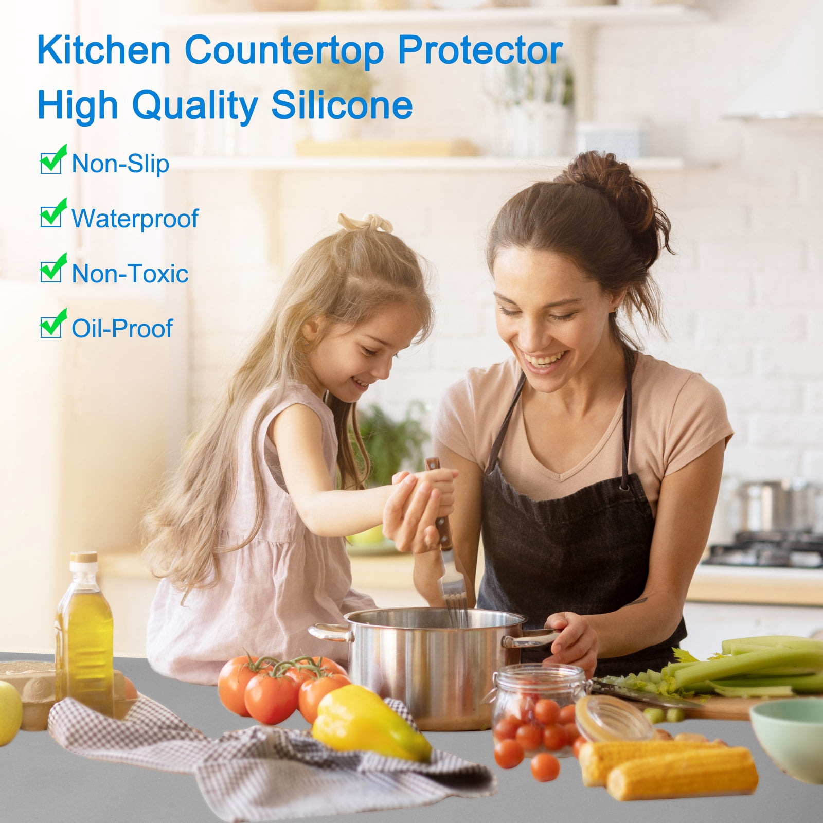Uxcell Large Silicone Heat Resistant Mat 24" x 16" Kitchen Countertop Protector Fireproof Waterproof Table Mat Grey