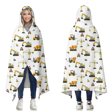 Wearable Blanket Cartoon Construction Vehicles Mixers White Pattern Hooded Wearable Sherpa Blanket for Adults & Teens Winter Poncho Shawl Wrap Cape Thick Warm 60 x80 Wearable Blanket Cartoon Construction Vehicles Mixers White Pattern Hooded Wearable Sherpa Blanket for Adults & Teens Winter Poncho Shawl Wrap Cape Thick Warm 60 x80