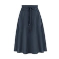 thumbnail image 5 of Fgnfyis Womens High Waist Midi Skirt Solid Satin Dress Zipper Elegant Summer Skirts Long Skirt Navy XL, 5 of 8
