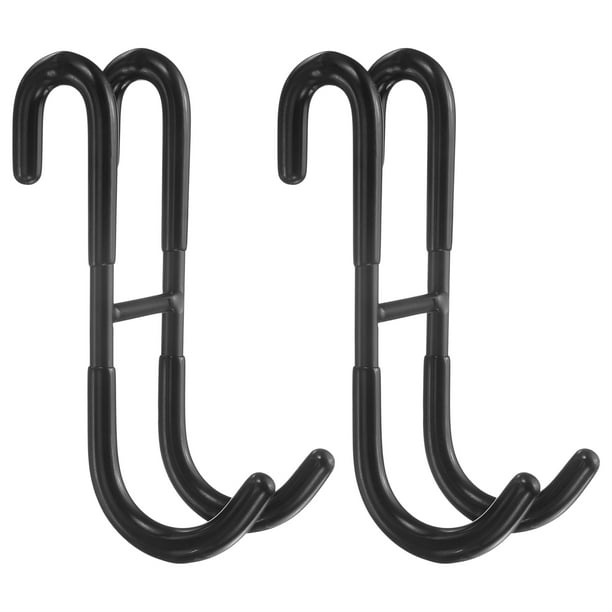 2 piezas de ganchos para puerta de ducha, ganchos para toallas para puerta de vidrio sin marco, colgador de toallas en forma de S de acero inoxidable negro