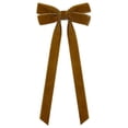 thumbnail image 2 of Brown Velvet Ribbon Bows 10 Pcs Pre Tied Long Tail Christmas Tree Hanging Ornaments 12.4x1 in Vintage Wreath Craft Decor Pack, 2 of 7