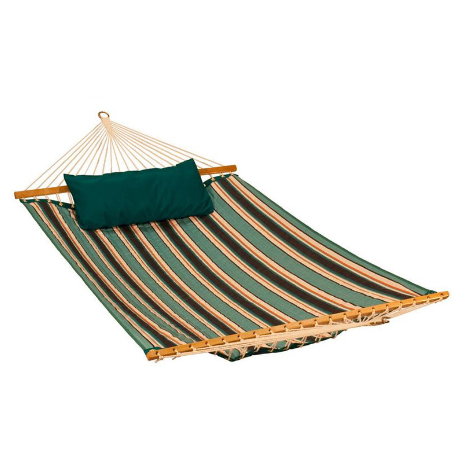 11' Reversible Sunbrella Quilted Hammock - Token Surfside Stripe/ Canvas Teal