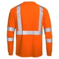 thumbnail image 4 of Ecqkame Men's Reflective Striped Tops High Visibility Safety Workwear Long Sleeve Shirts Breathable Mesh Crew Neck T-Shirt Orange XXL, 4 of 5