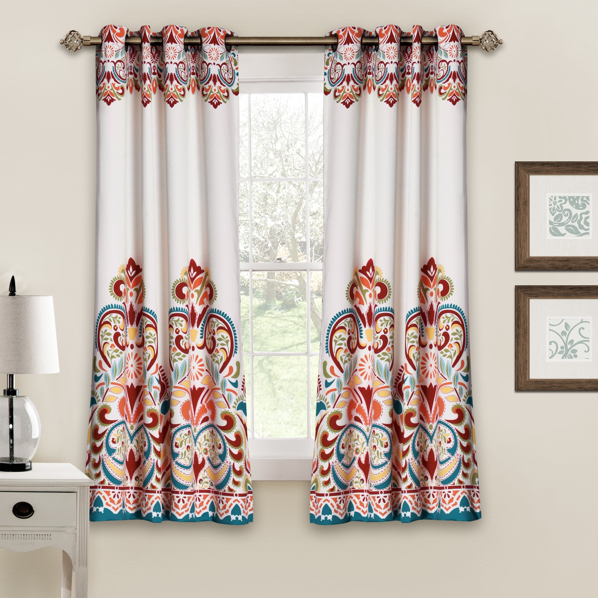 Details about   Boho Curtain Floral Print Living Room Tassel Cotton Linen Curtains Window Drapes 