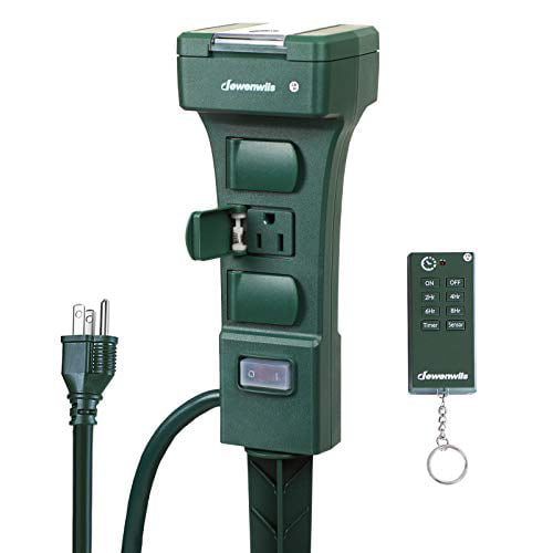 Woods 13547WD Outdoor Yard Stake with Photocell and Built-In Timer 6 Grounded