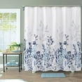 thumbnail image 2 of Blue and Grey Shower Curtain, Watercolor Floral Bathroom Curtain Teal and White 72×72 inches, 2 of 6