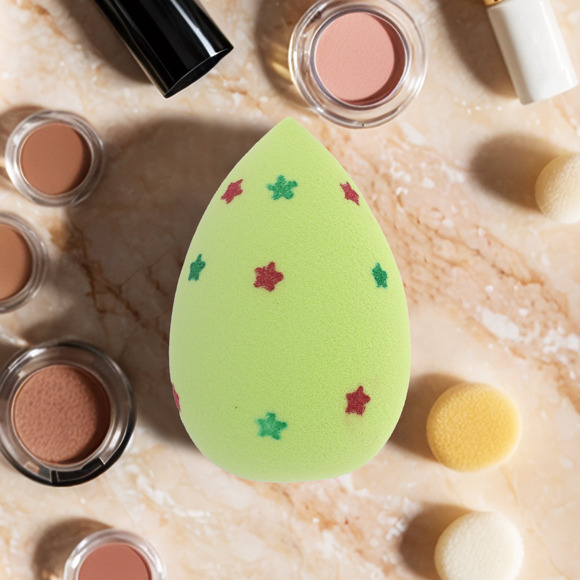 Unique Bargains 1 Pc Two-color Star Makeup Sponge for Makeup Green