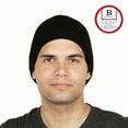 thumbnail image 3 of Blueberry Uniforms 8" Stretch Beanie Watch Hat -Acrylic Rib Knit Winter Skully Cap (Black), 3 of 5