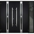thumbnail image 3 of Front Exterior Prehung Metal Double Doors / Deux 1755 Black Enamel Tinted Black Glass / Sidelite Exterior Window / Entry Modern Painted Left Inswing Active Door 84" x 80", 3 of 6