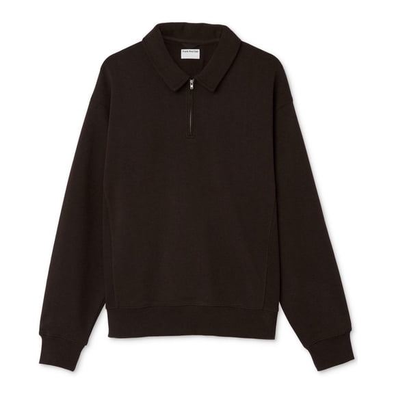 Frank And Oak Men's Loose-Fit 1/2-Zip French Terry Sweatshirt Chocolate Torte-XL