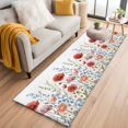 thumbnail image 2 of Red Flower Runner Rug 2x6 Washable Kitchen Rug Non-Slip Lightweight Thin Soft Low Pile Bathroom Runner Botanical Blue Plant Pink Garden Poppy Floral Carpet for Hallway Laundry Room Bedroom Entryway, 2 of 9
