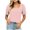 Pink, variant on PYGNJK Tops for Women Summer Striped Casual Ruffle Trim Short Sleeve Square Neck T Shirts Blouse Trendy Clothes