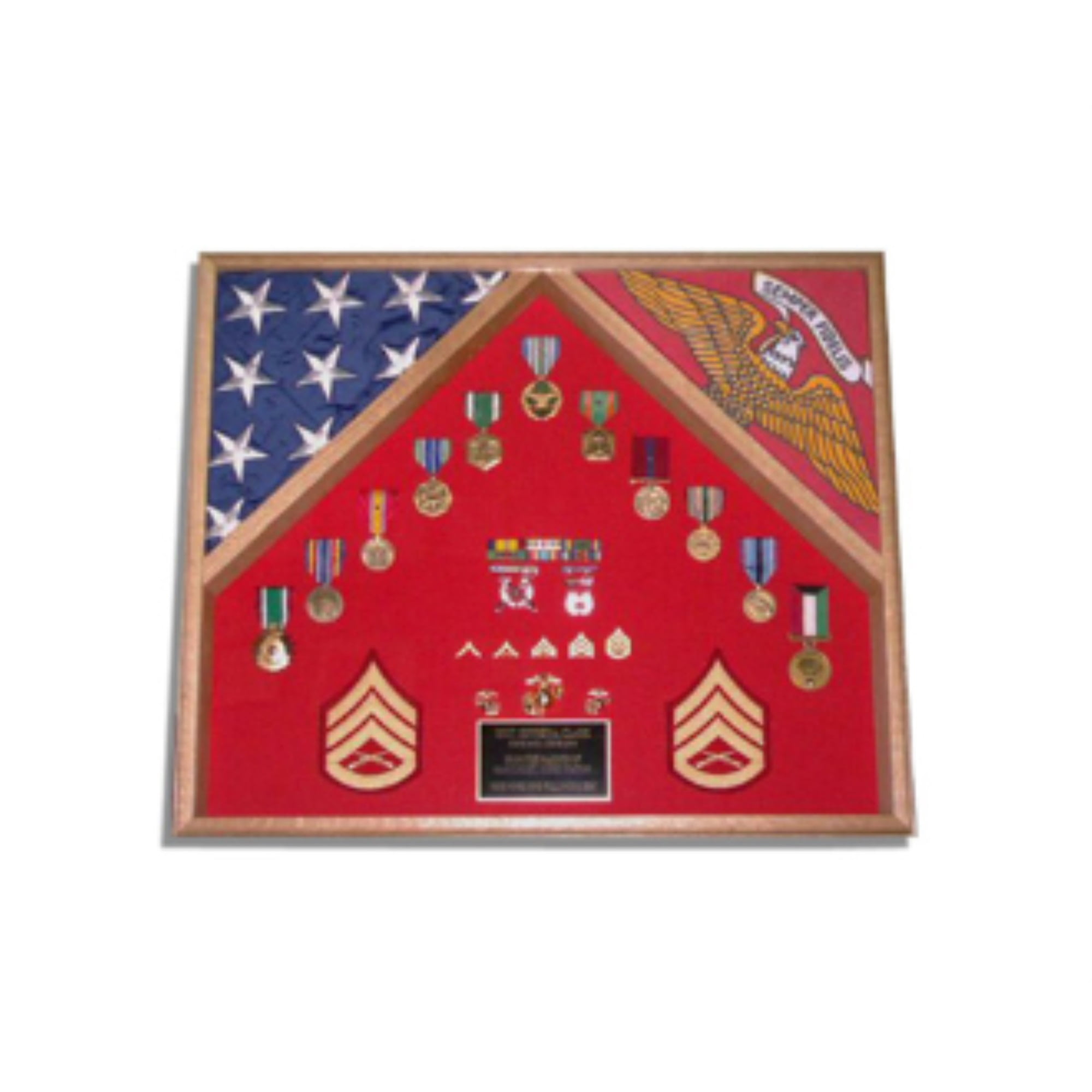 2 Flag Military Shadow Box