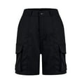 thumbnail image 3 of Mohiass Bermuda Shorts for Women Cargo Shorts Knee Length 6 Pockets Elastic Waist Long Shorts for Summer Casual Black M, 3 of 8