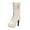 White, variant on Black Ladies Ankle Boots High Heel Laced Buckle Strap Stylish Versatile Comfortable Footwear Suitable For Fall Winter Daily Casual And Outdoor Wear Size 36