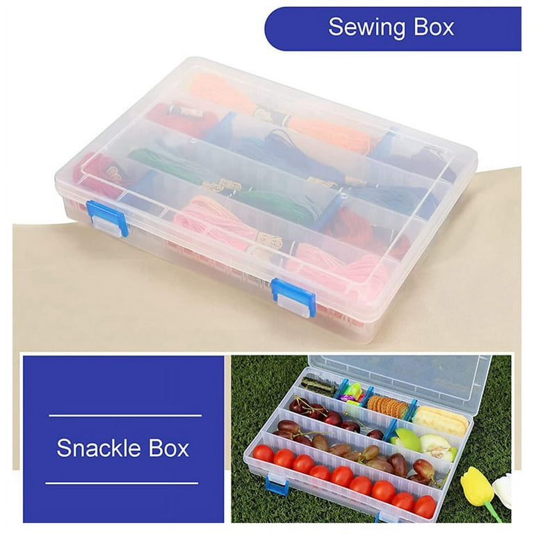 Tackle Box Snackle Box Container Bead Organizer Compartment Organizer Box Storage Box with Blue Dividers Tackle Tray, Size: 25, Other