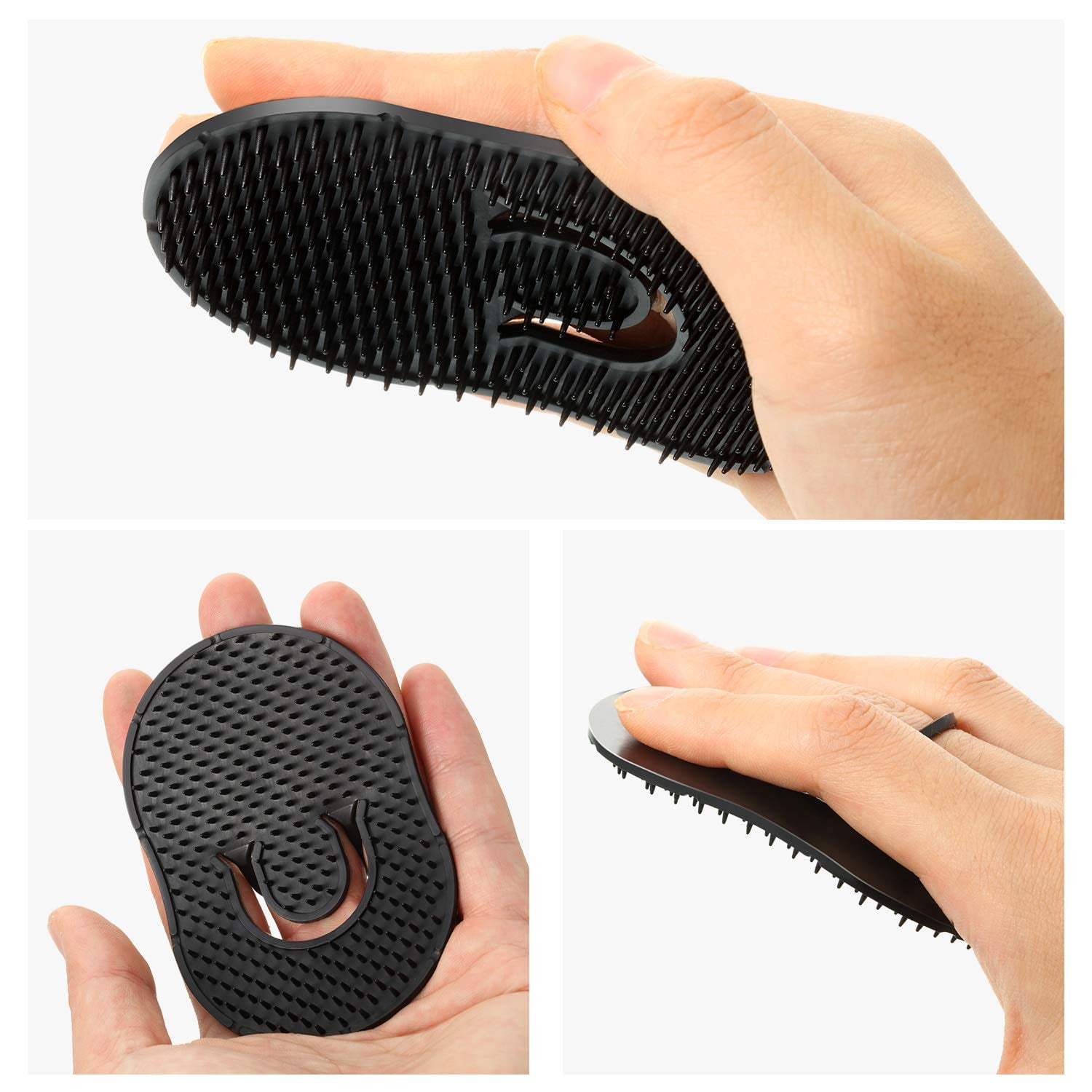 GBS Pocket Palm Brush Portable Comb Massager for Pet Hairs, Black, Pack of 2