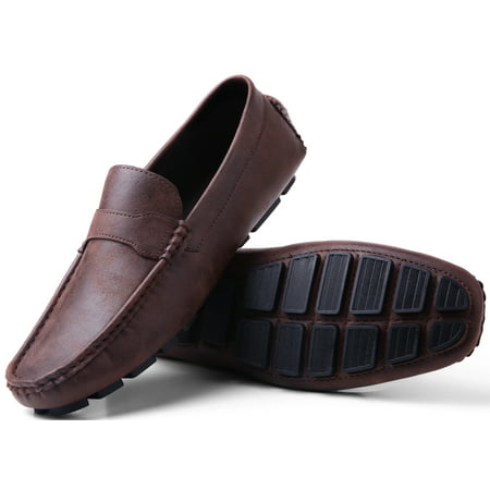 Gallery Seven Driving Shoes for Men - Casual Moccasin Loafers - Saddle Brown -