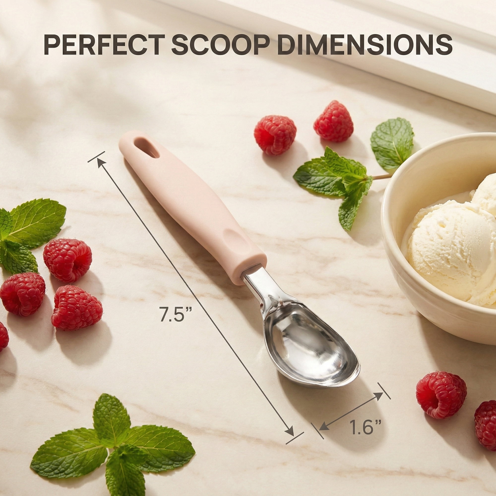 Unique Bargains Hangable Stainless Steel Ice Cream Scoop with Handle Khaki-1Pcs 7.5in