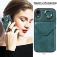 thumbnail image 4 of Allytech iPhone XR Case with Ring Holder & Shoulder Strap, Retro PU Leather Cards Slots Kickstand Detachable Lanyard Shockproof Wallet Case Cover for Apple iPhone XR - Green, 4 of 14